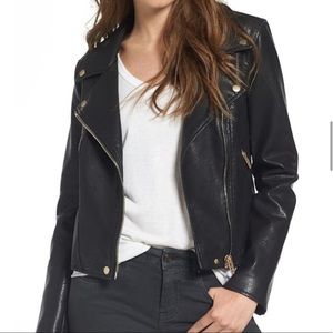 BlancNYC Faux Leather Jacket with Gold Hardware - Size XL - Black